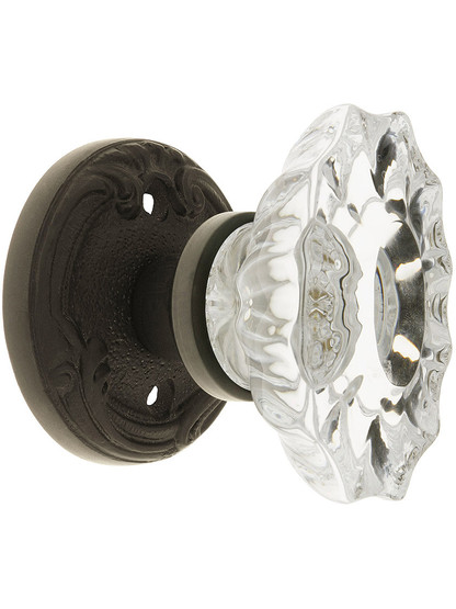 Lafayette Rosette Door Set With Fluted Oval Crystal Glass Knobs